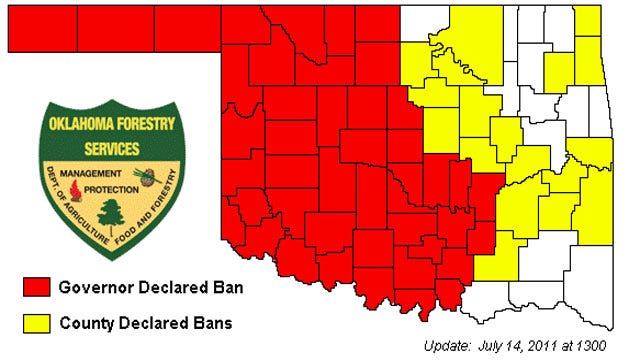 Oklahoma Governor Issues 45-County Burn Ban