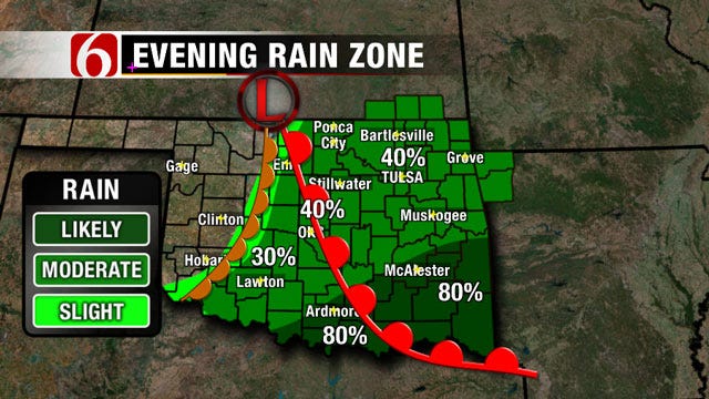 Thunderstorms, Hail, Strong Winds Possible South Of Tulsa