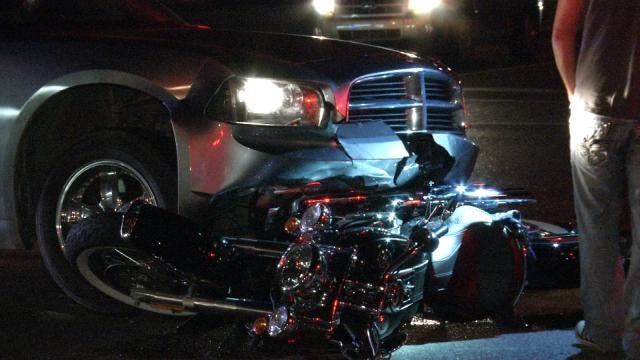 Tulsa Motorcyclist Walks Away With Minor Scratches After Being Hit By Car