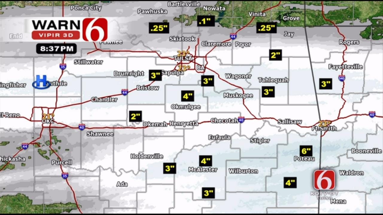 Snow Falls On Much Of Northeastern Oklahoma