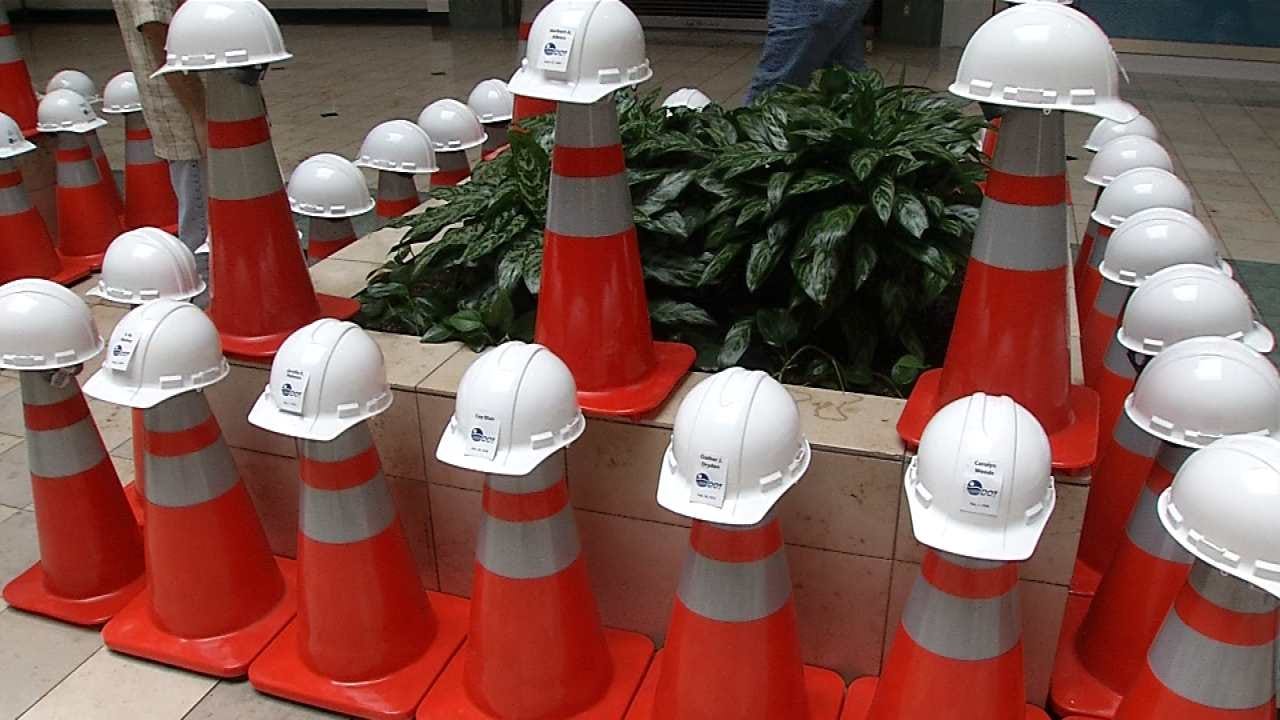 Memorial Displayed At Tulsa Mall For Work Zone Fatalities