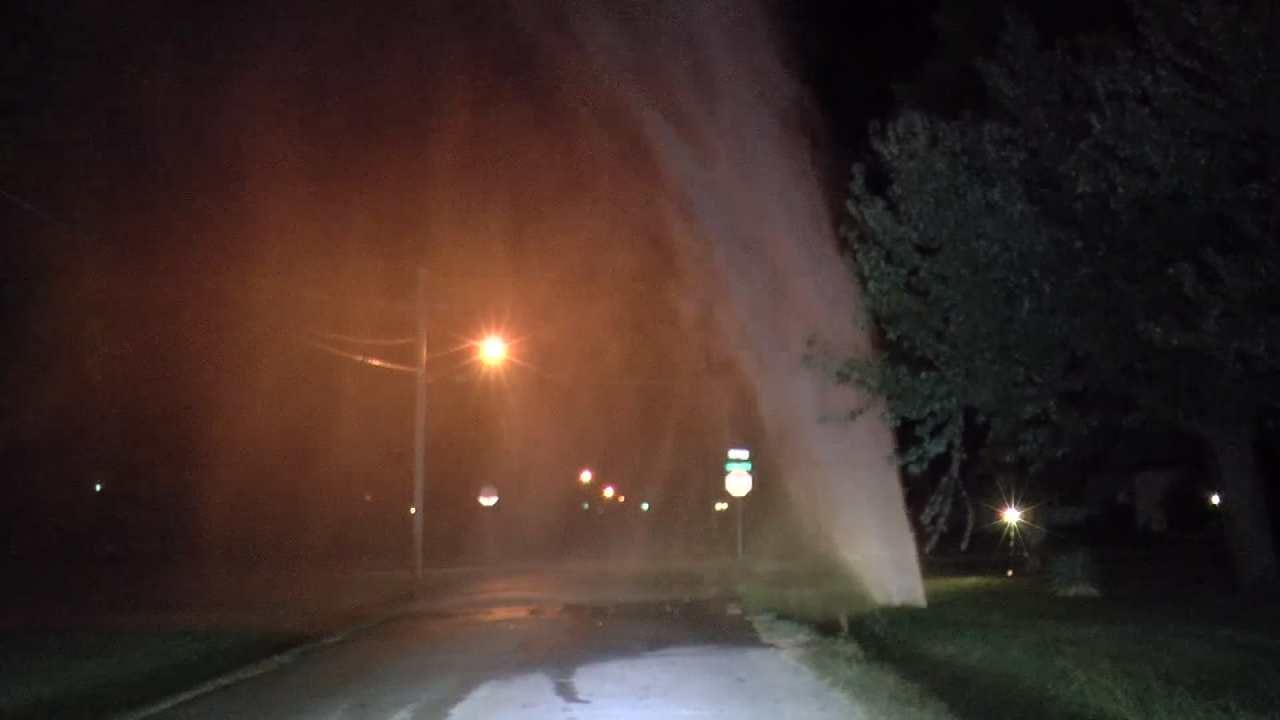 Tulsa Water Line Break Shoots Water Into The Air