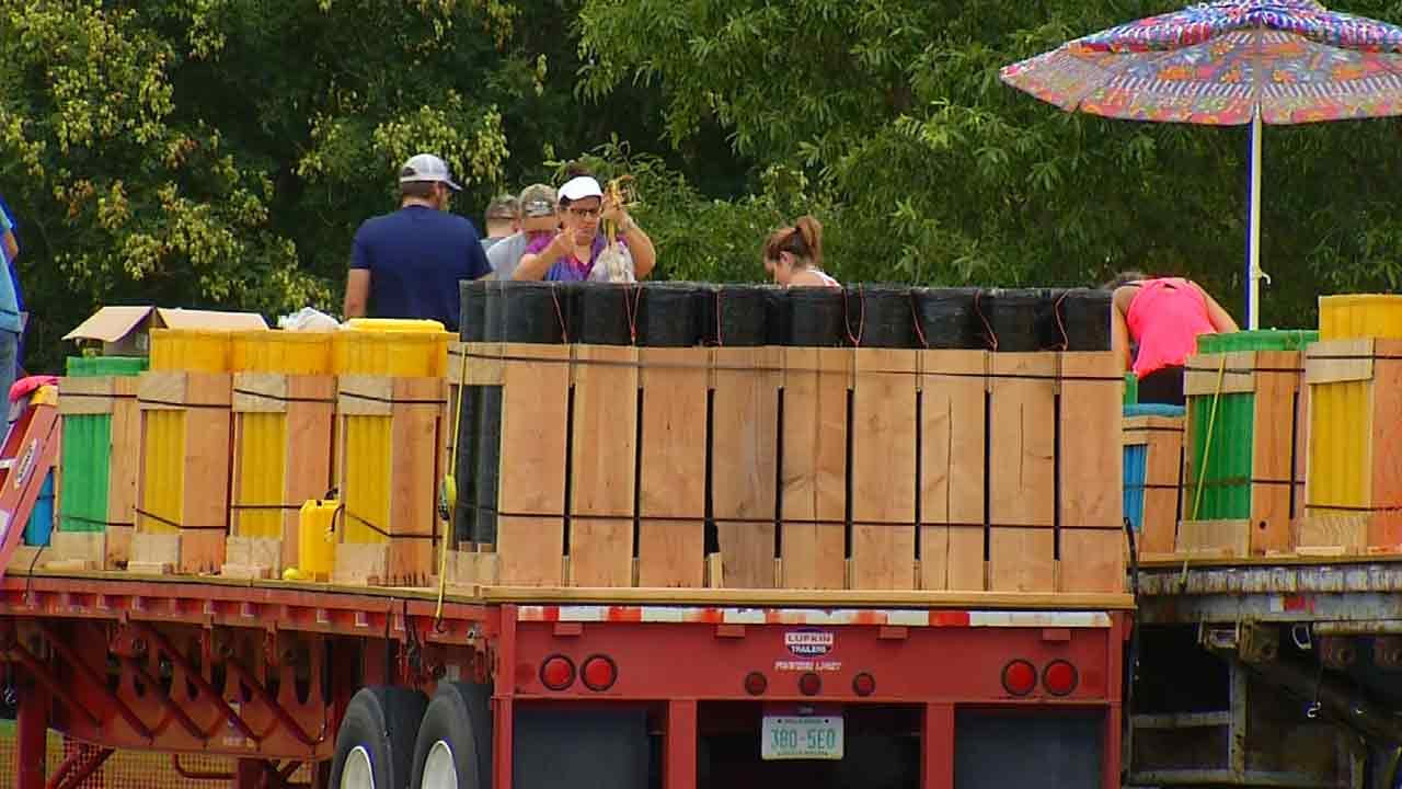 Prep Work For Tulsa's Largest Fireworks Show Underway