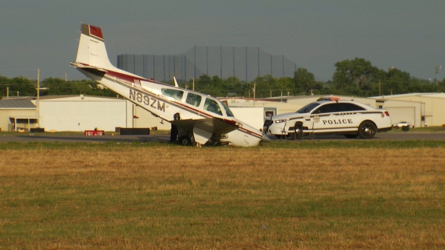 Plane Skids Off Runway At Tulsa Area Airport