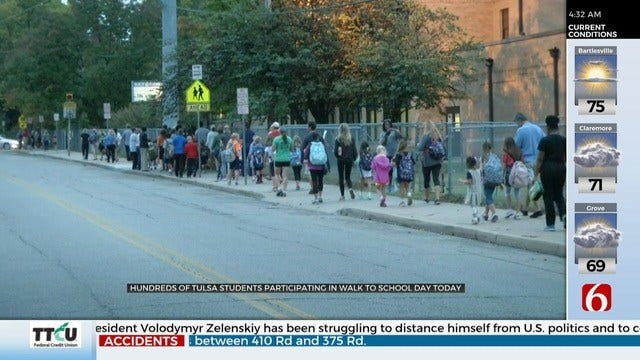 Tulsa Public Schools Take Part in International Walk To School Day