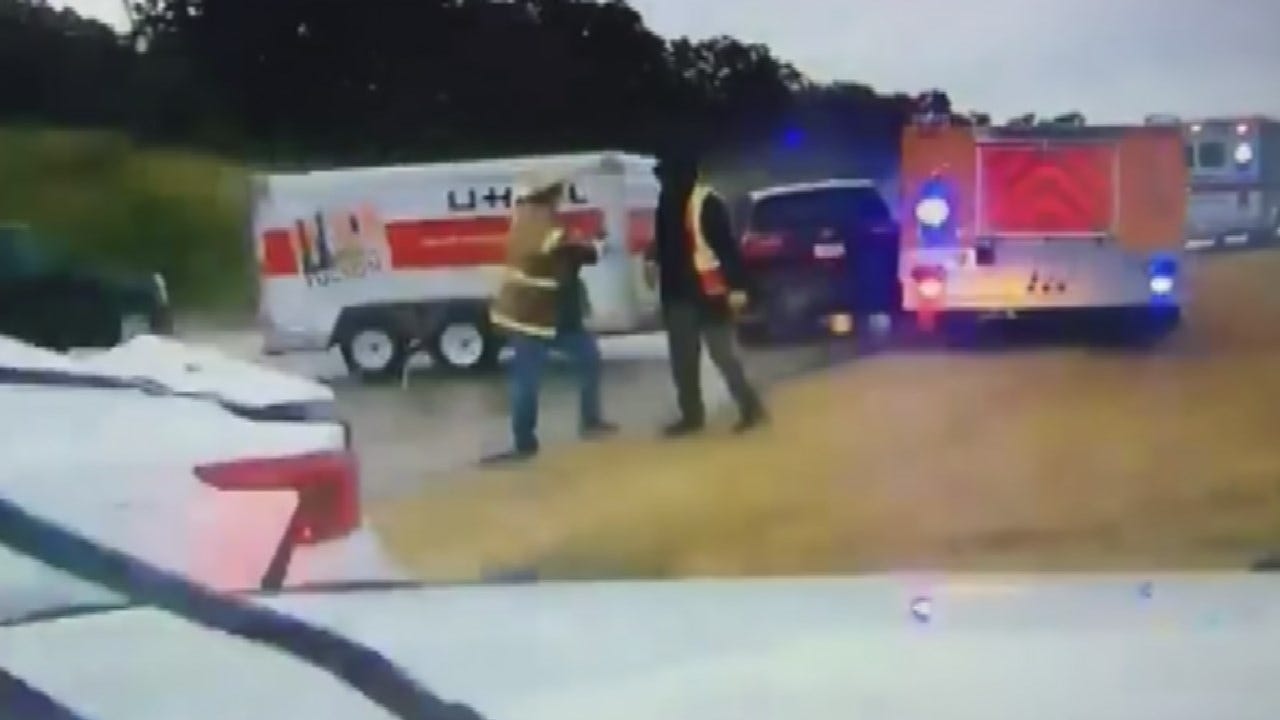 Dashcam Shows Driver Slide Straight Into Stringtown Firefighters