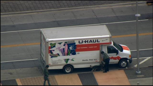 Nothing Found In Suspicious Moving Truck Parked In Downtown OKC