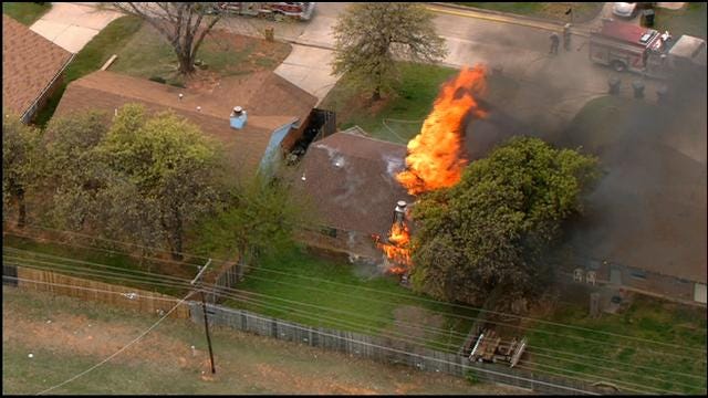 Firefighters Extinguish House Fire In Midwest City