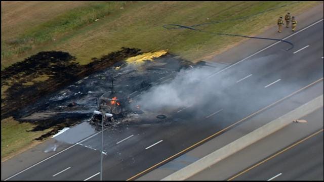 Crews Repair NB I-35 In Norman, Damaged After Semi Explosion