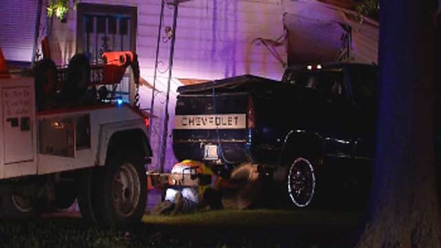 Police Chase Ends As Suspect Crashes Stolen Truck Into OKC Home