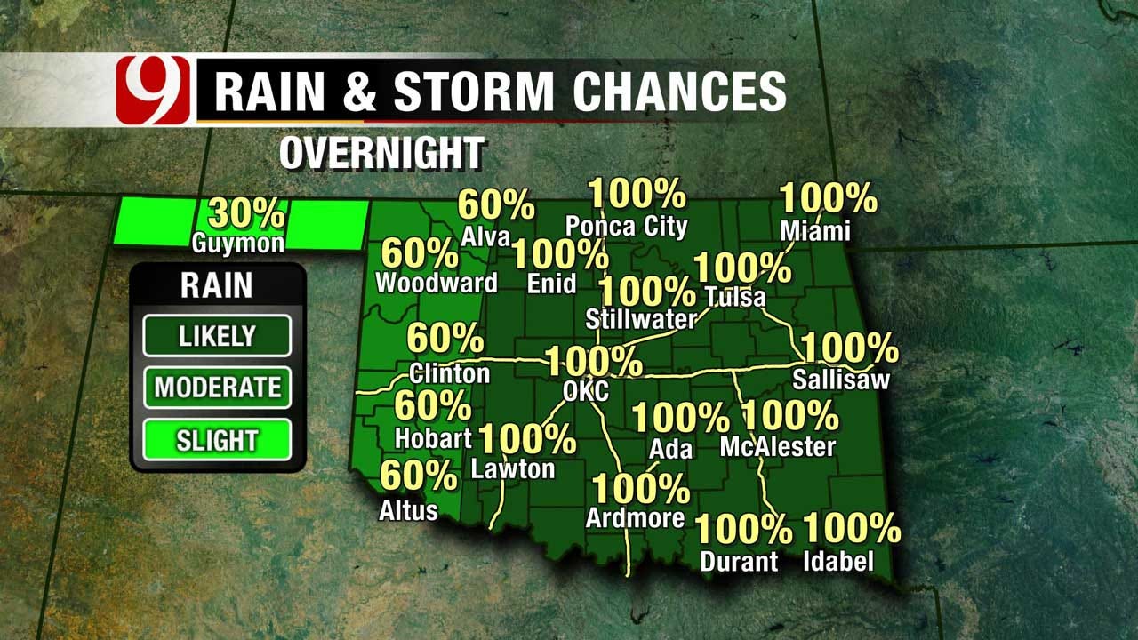 Possible Severe Weather, Heavy Rain Moves Into OK Saturday