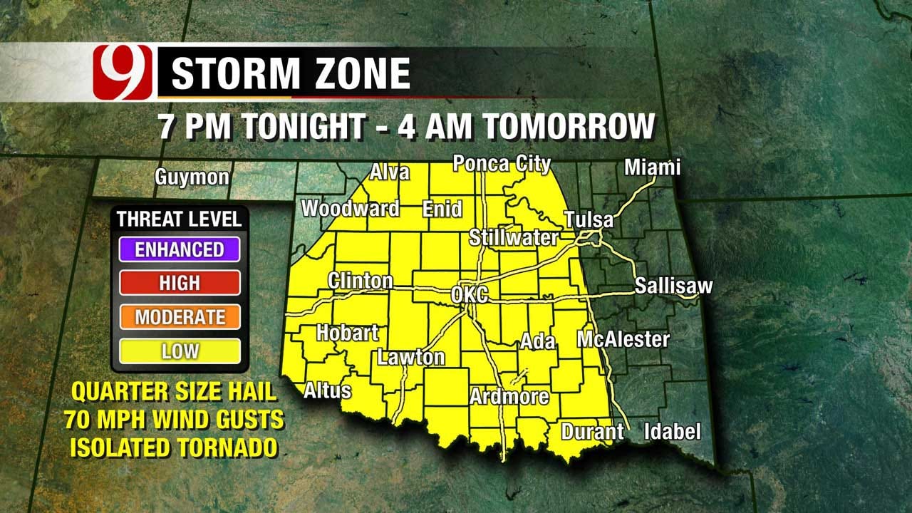 Possible Severe Weather, Heavy Rain Moves Into OK Saturday