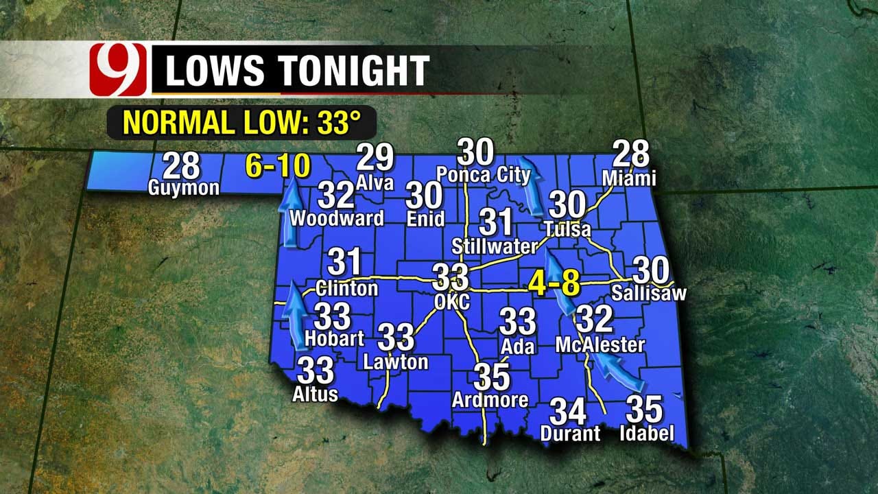 Temperatures To Drop Overnight Across Oklahoma