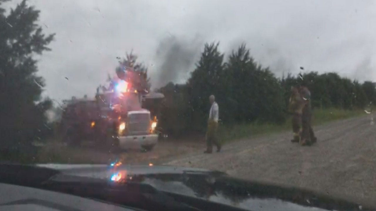 Authorities Lightning Strike Sparks Tank Battery Fire Near Harrah