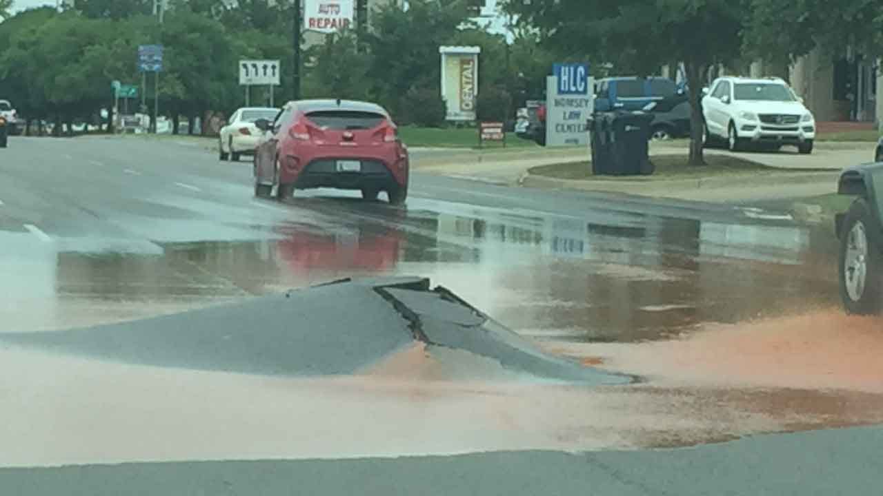 Water Main Break Buckles Road In NW OKC