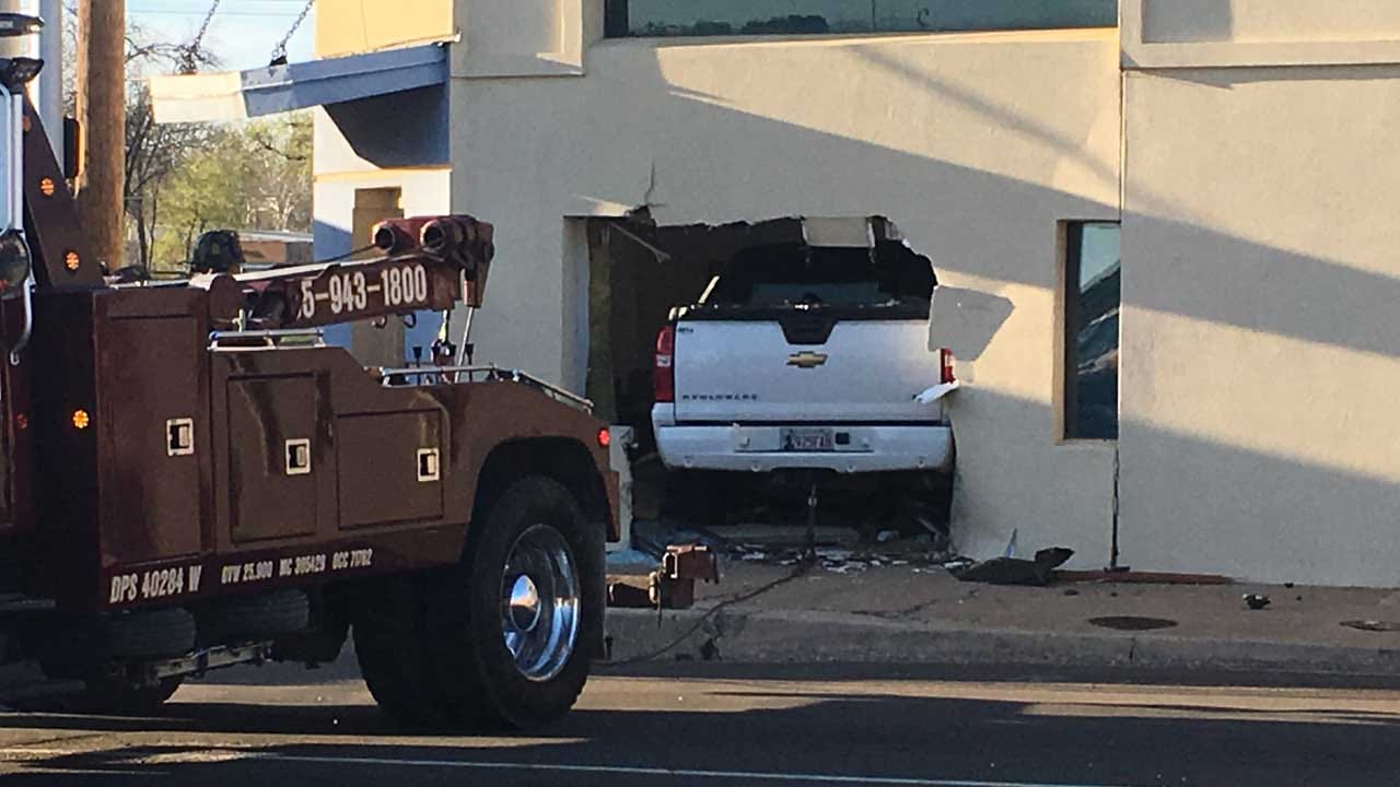 Pickup Crashes Into Building Near Downtown OKC
