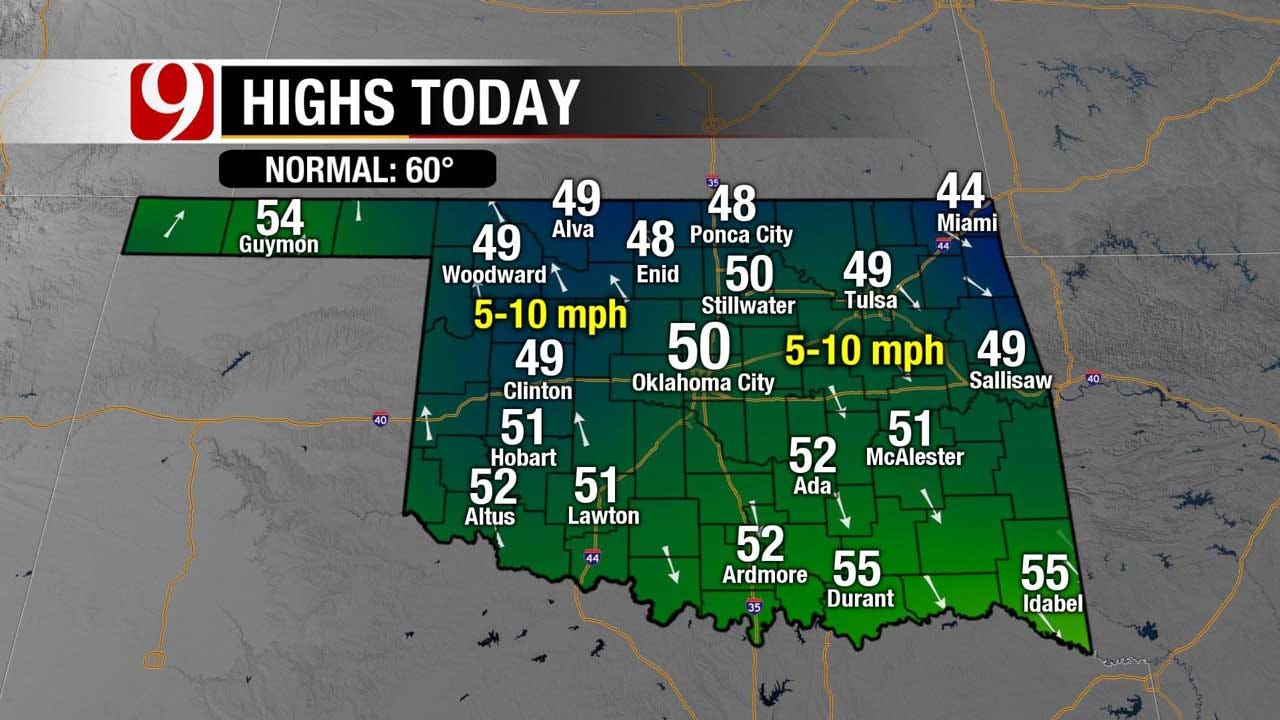 Colder Temperatures To Last All Weekend Across Oklahoma