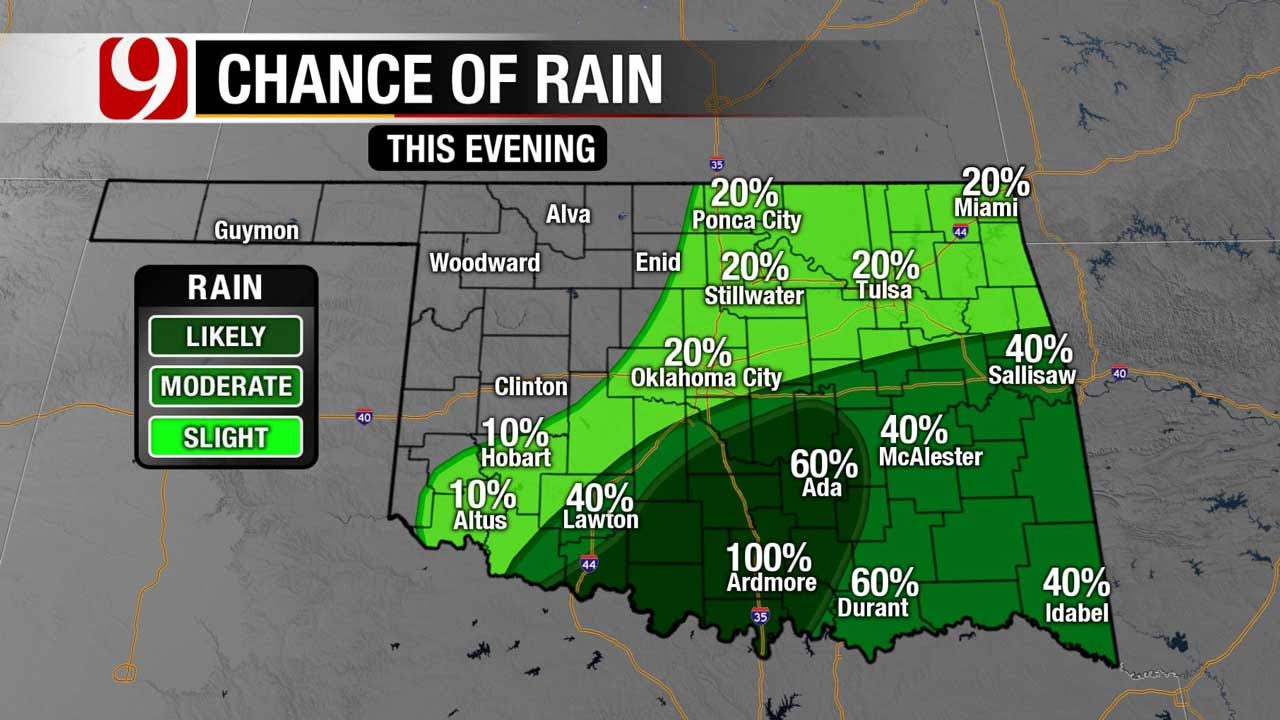 Rain Continues To Move Slowly East Across Oklahoma