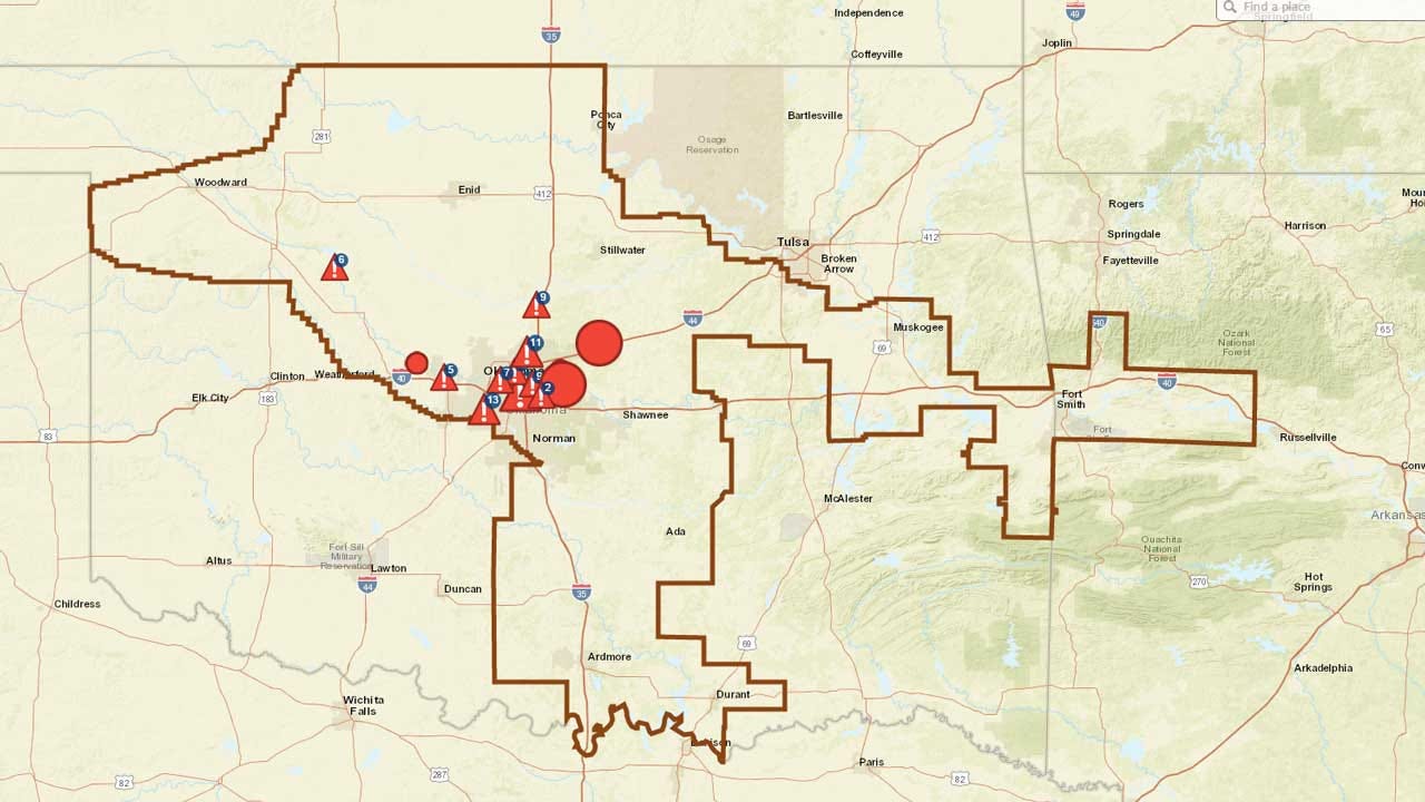 OG&E: Widespread Power Outages Reported In Central OK