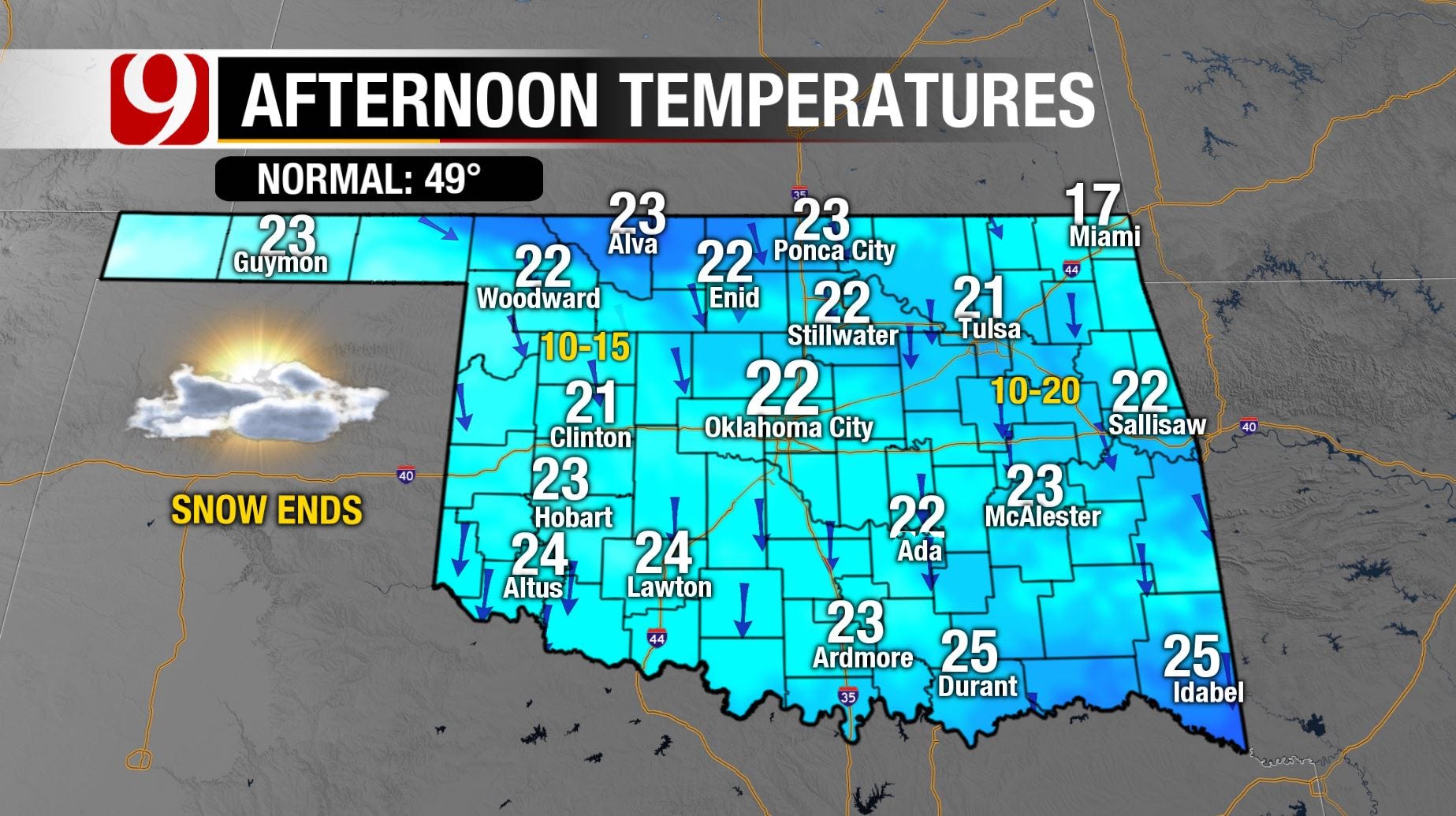 Snow Falling Across Western And Central Oklahoma