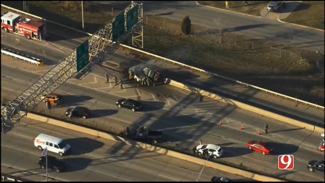 Crews Called To Fiery Crash On WB I-44 In NW OKC