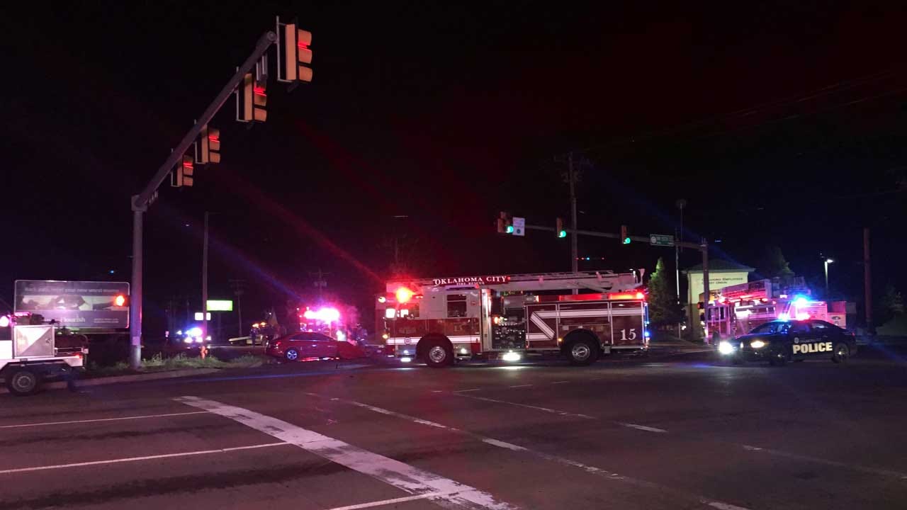 Emergency Crews Respond To Car Crash In NW OKC Tuesday Night