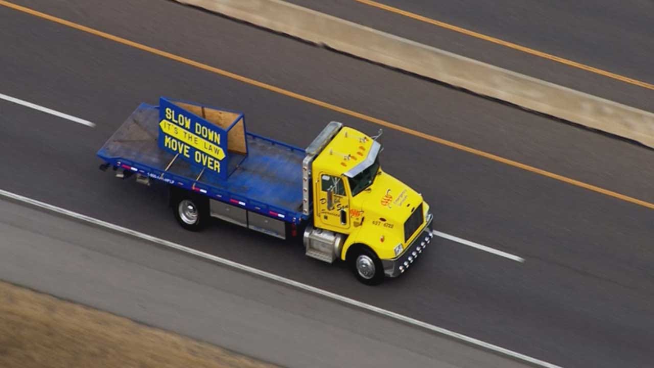 OKC Tow Trucks Convoy In Support Of Tulsa Driver Killed