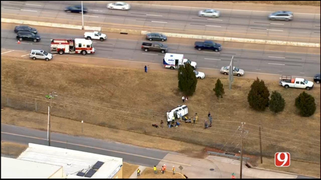 3 Transported After Rollover Crash Near Downtown OKC
