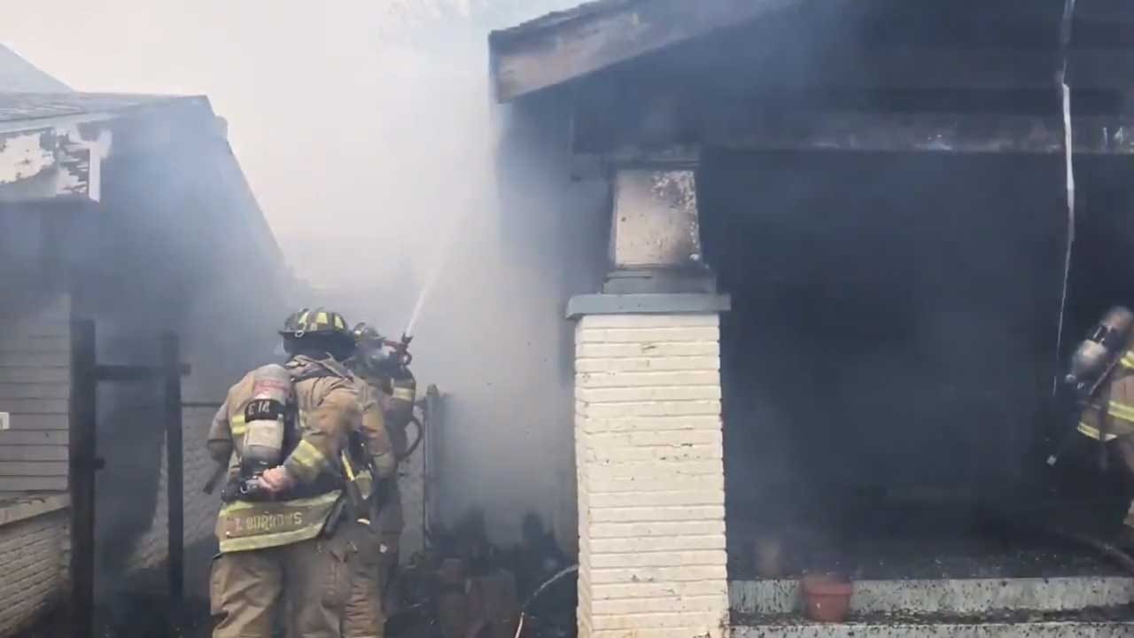 OKCFD 4 Cats Rescued In NW Oklahoma City House Fire