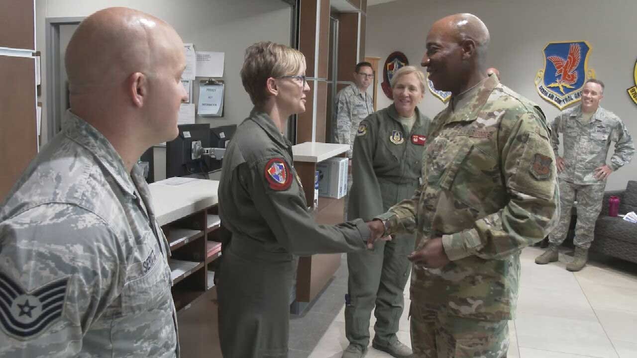 Air Force Chief Master Sergeant Visits Tinker AFB, Talks With Families