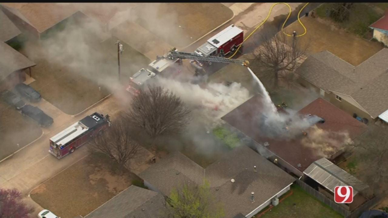 Firefighters Battle House Fire In Bethany