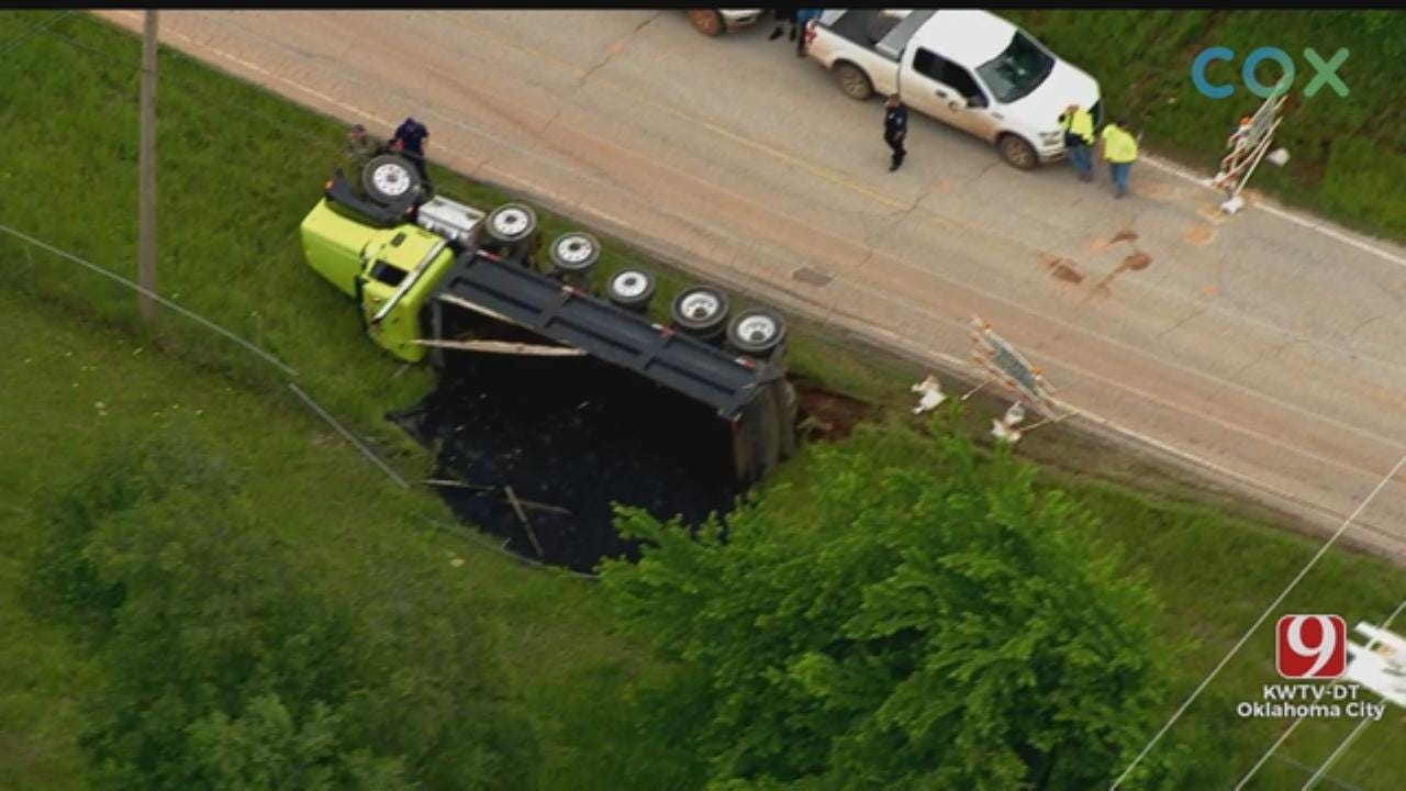 Dump Truck Overturns In SW OKC Crash