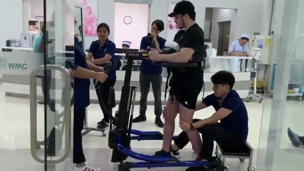 Hockey Player Paralyzed From The Chest Down Takes First Steps Since