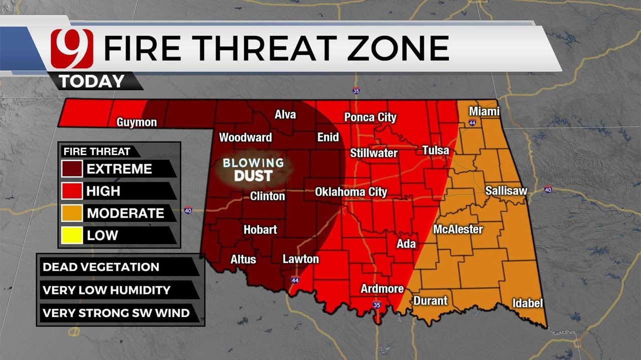 Map Of Oklahoma Panhandle Red Flag Warning In Effect In Oklahoma Panhandle, Parts Of Western &  Northern Oklahoma