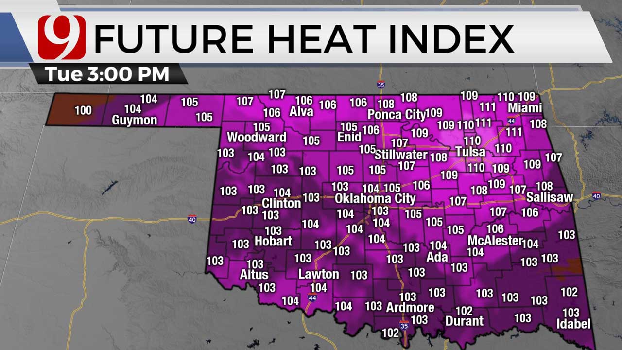 Future heat index for 8-10-21