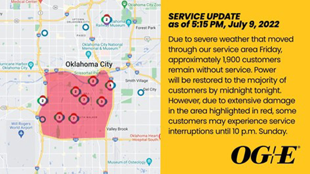 Power Outage For Majority Of Oklahoma City Residents To Be Fixed By Midnight, OG&E Says