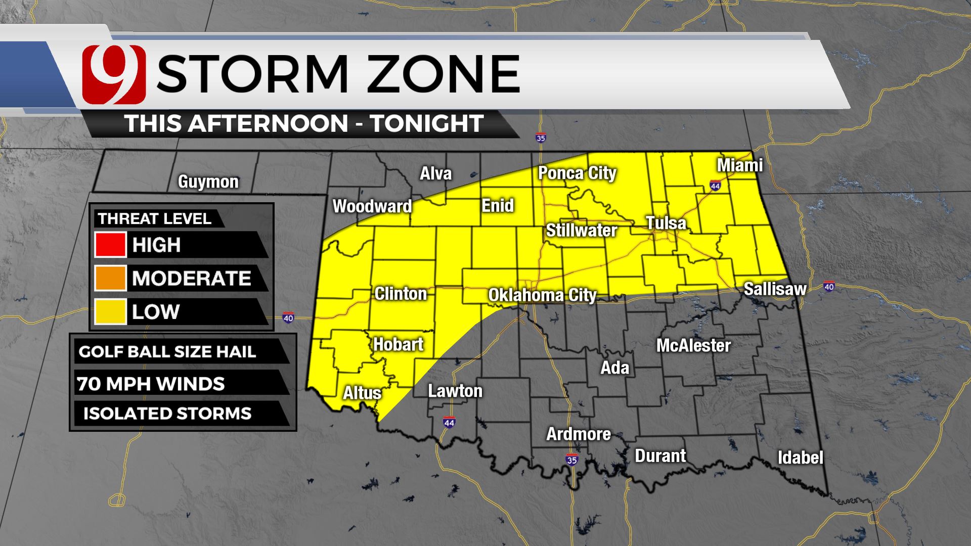 Storm zone Monday afternoon.